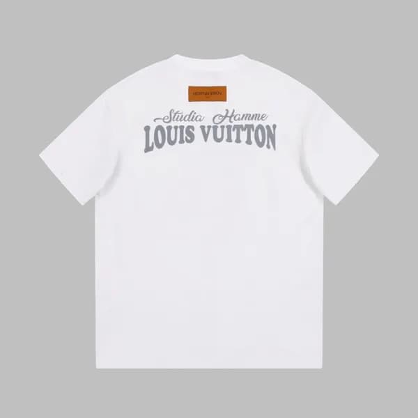 루이비통 남성 화이트 크루넥 반팔티 - Louis vuitton Mens White Sho… - 1