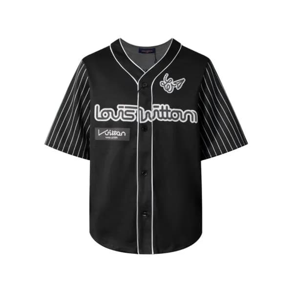 루이비통 남성 블랙 크루넥 반팔티 - Louis vuitton Mens Black Shor… - 1