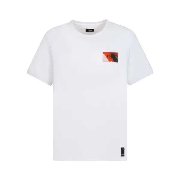 펜디 남성 화이트 크루넥 반팔티 - Fendi Mens White Short sleeved… - 1