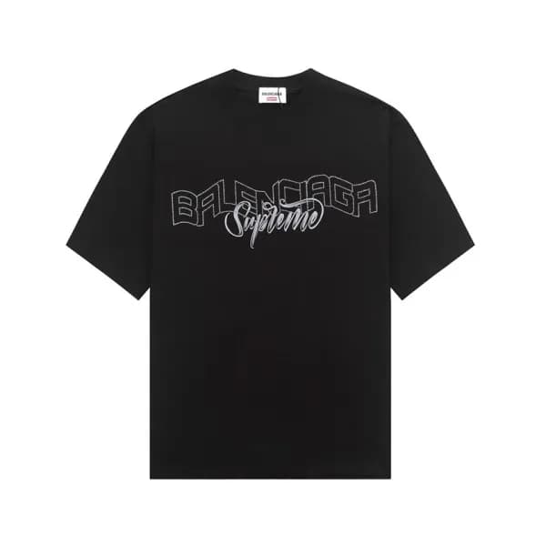 발렌시아가 남성 블랙 크루넥 반팔티 - Balenciaga Mens Black Short … - 1