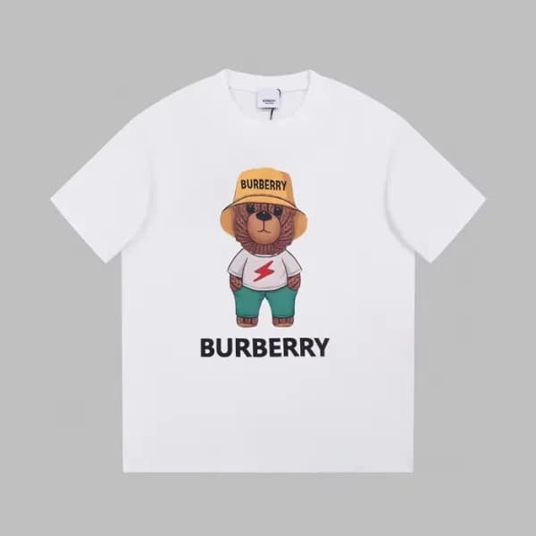 버버리 남성 화이트 크루넥 반팔티 - Burberry Mens White Short Sle… - 1