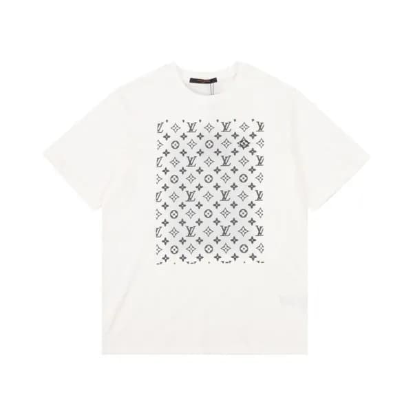 루이비통 남성 화이트 크루넥 반팔티 - Louis vuitton Mens White Sho… - 1