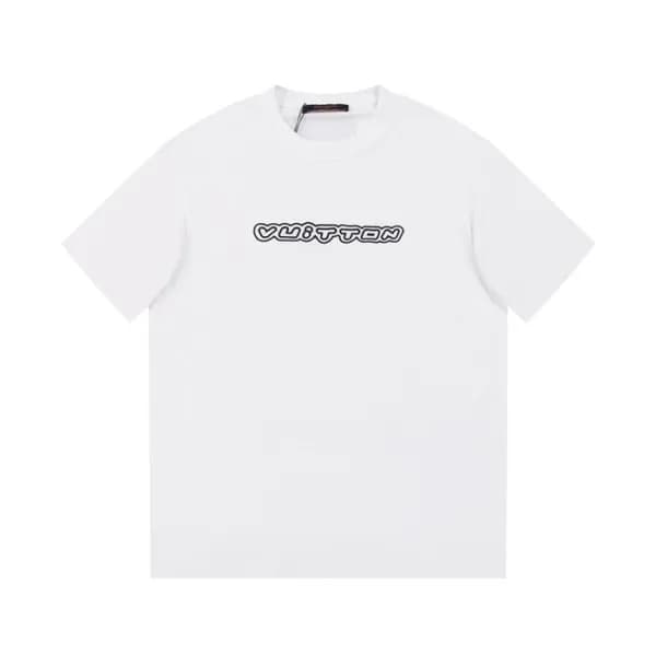 루이비통 남성 화이트 크루넥 반팔티 - Louis vuitton Mens White Sho… - 1