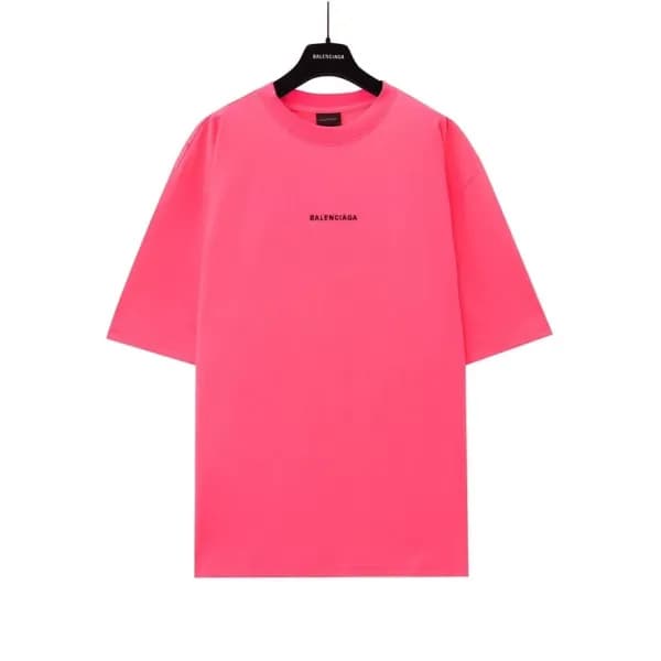 발렌시아가 남성 핑크 크루넥 반팔티 - Balenciaga Mens Pink Short s… - 1