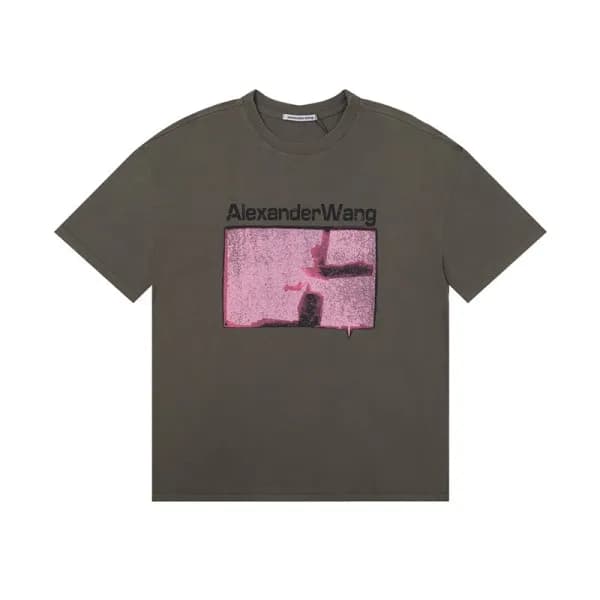 알렉산더왕 남성 그레이 반팔티 - Alexander wang Mens Gray Short … - 1