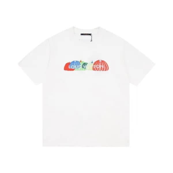 루이비통 남성 화이트 크루넥 반팔티 - Louis vuitton Mens White Sho… - 1