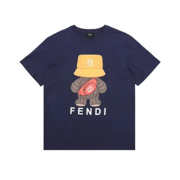 펜디 남성 네이비 크루넥 반팔티 - Fendi Mens Navy Short sleeved … - 1