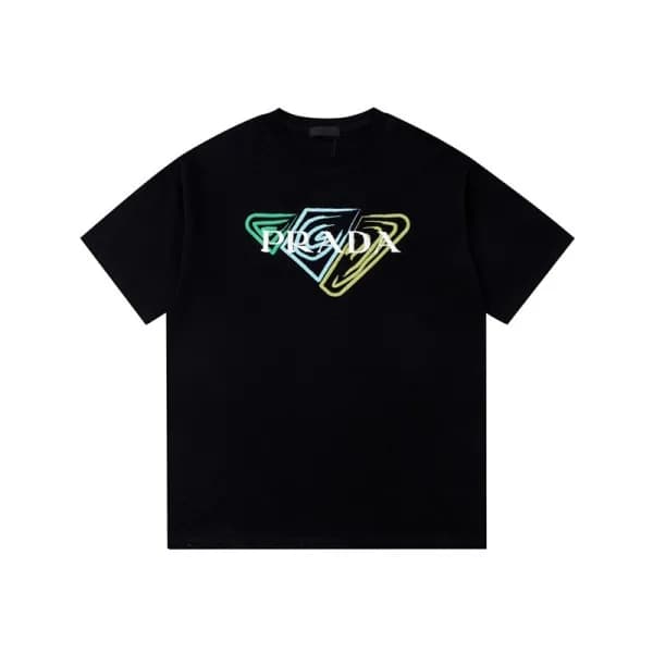 프라다 남성 크루넥 블랙 반팔티 - Prada Mens Black Short sleeved… - 1