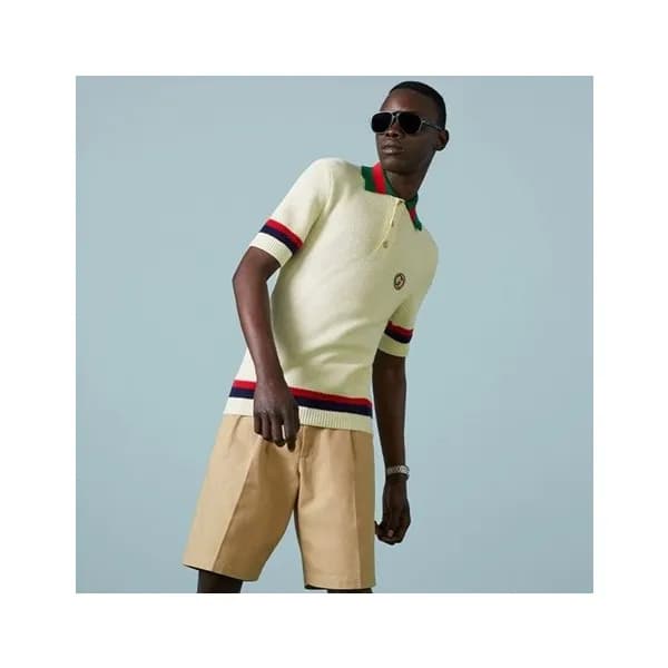 구찌 남/녀 아이보리 폴로 반팔티 - Gucci Unisex Ivory Short slee… - 1