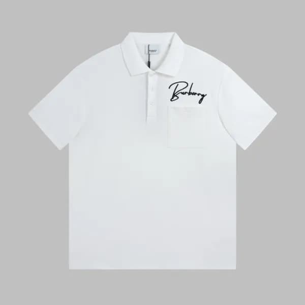 버버리 남성 화이트 폴로 반팔티 - Burberry Mens White Short Slee… - 1