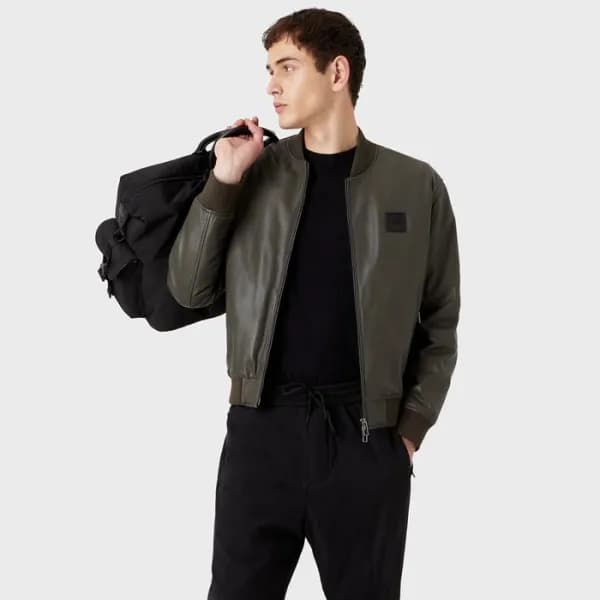 알마니 남성 카키 가죽 자켓 - Armani Mens Khaki Jackets - cl15…