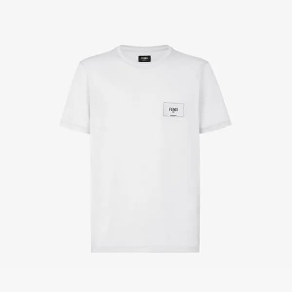 펜디 남성 화이트 티셔츠 - Fendi Mens White Tshirts - fec381x - 1
