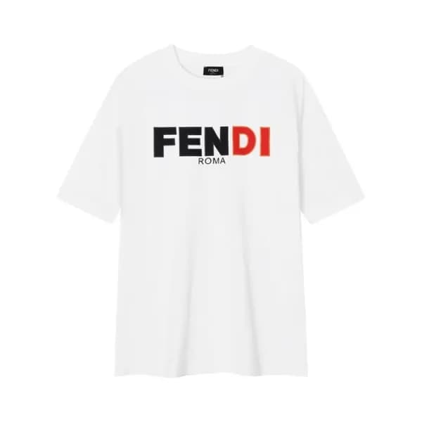 펜디 남성 화이트 반팔 티셔츠 - Fendi Mens White Tshirts - fec6… - 1