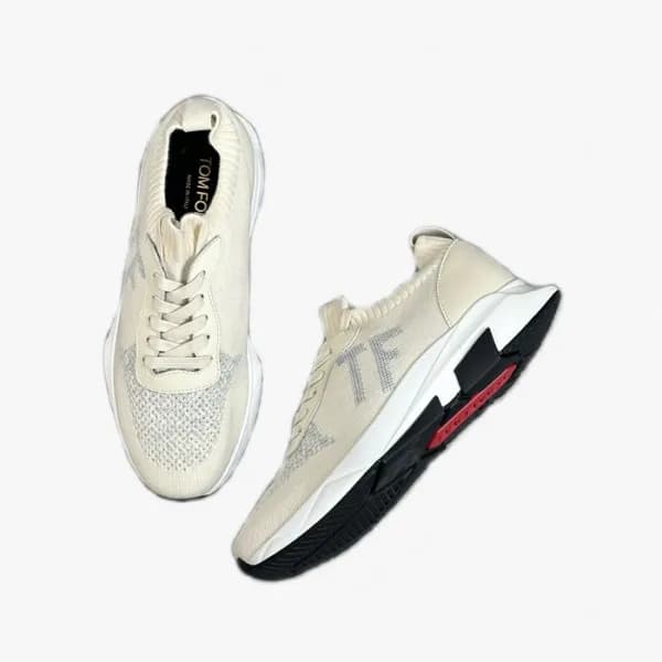 톰포드 남성 아이보리 스니커즈 - Tom Ford Mens Ivory Sneakers - … - 1