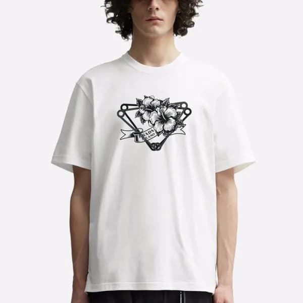 프라다 남성 화이트 반팔 티셔츠 - Prada Mens Round Tshirts - prc… - 1