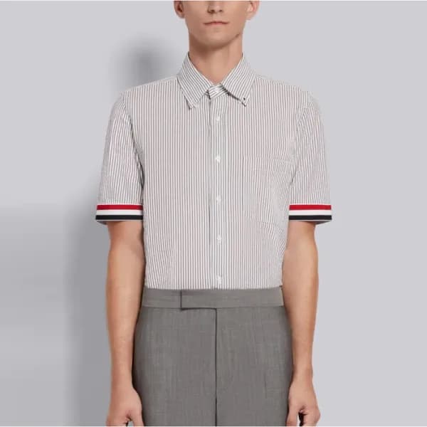 톰브라운 남성 클래식 반팔 셔츠 - Thom Browne Mens Dress Shirts … - 1