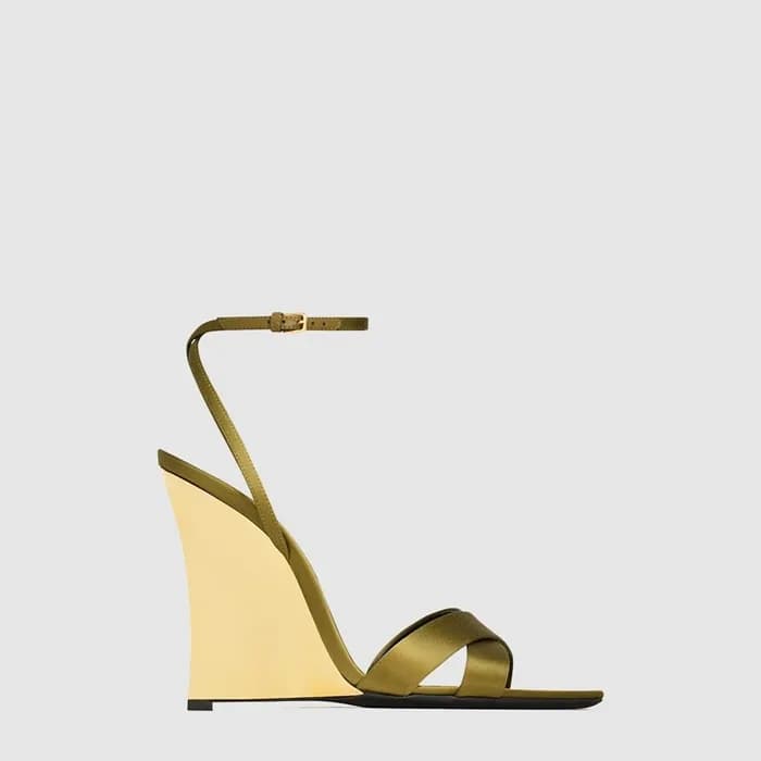 입생로랑 여성 새틴 크레이프 소재 Lucienne 웨지 - Saint Laurent Wom… - 1