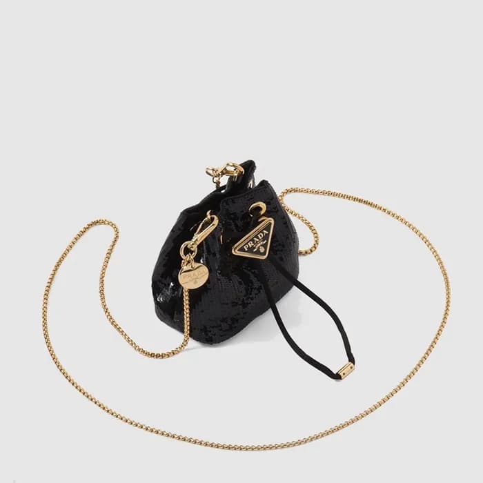 프라다 여성 시퀸 새틴 미니 파우치 1NR016 - Prada Womens Sequin S… - 1