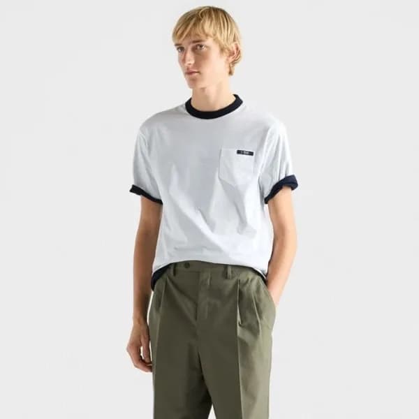 프라다 남성 양면 라운드 반팔티 - Prada Mens Round Tshirt - prc1… - 1