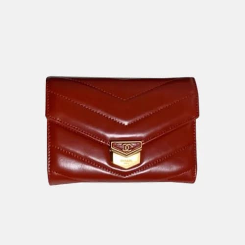 Chanel 2018 Ladies Flap Small Gold Logo Wallet A81… - 1