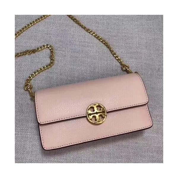 Tory Burch Leather Pink Chelsea Chain Pouch Should… - 1