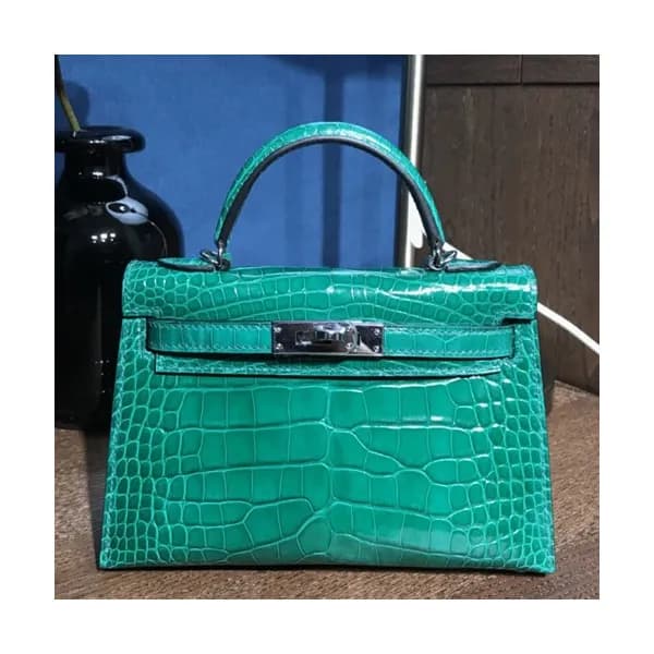 Hermes Mini Kelly 2 Crocodile Leather Tote Shoulde… - 1