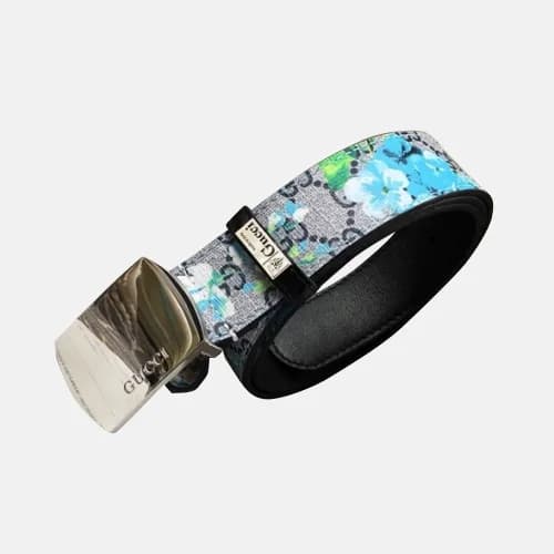 Gucci 2019 Mens Box Logo Steel Buckle Flower Leat… - 1