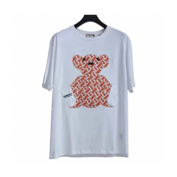 Burberry 2019 Couple Teddy Bear Cotton Short Sleev… - 1