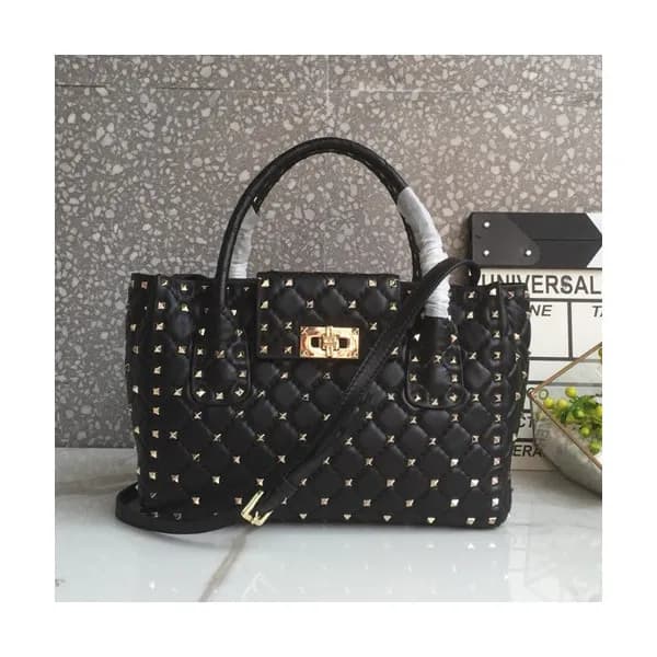 Valentino 2019 Leather Garavani Rockstud Tote Shou… - 1