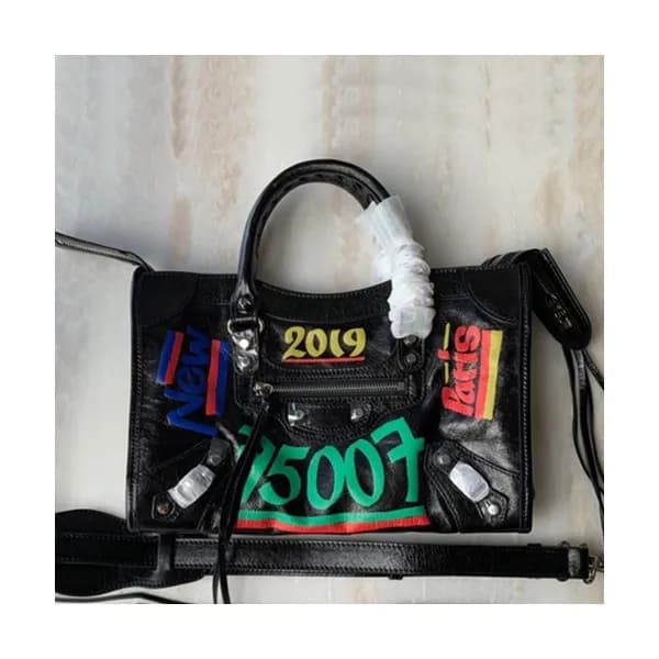 Balenciaga 2019 Graffiti Classic City Leather Medi… - 1