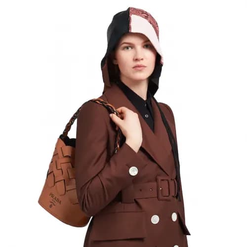 Prada 2020 Women Leather Bucket Tote Shoulder Bag … - 1