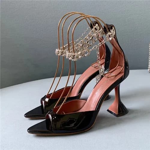 Amina Muaddi 2021 Women's Leather High Heel Sa…