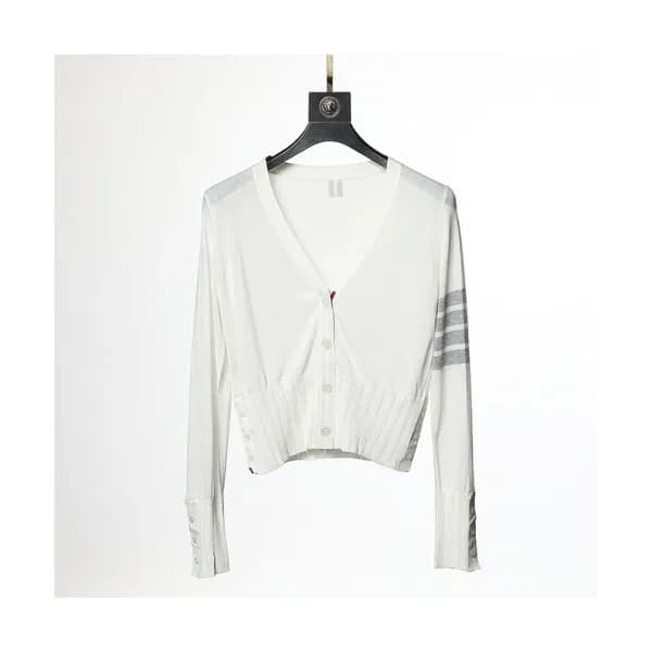 Thom Browne Womens Strap V-neck Cardigan White - … - 1