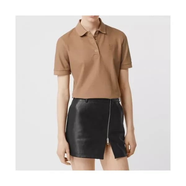 Burberry Womens Cotton Short Sleeved Tshirts Camel… - 1
