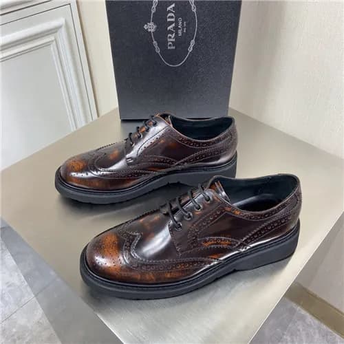 Prada 2021 Men's Leather Derby Shoes,PRAS0812 … - 1