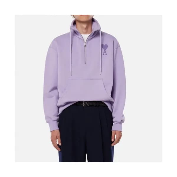 Ami Mens Logo Casual Cotton Man-to-man Purple - 아미… - 1