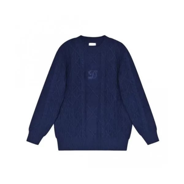 Dior Mm/Wm Retro Logo Crew-neck Sweaters Navy - 디… - 1