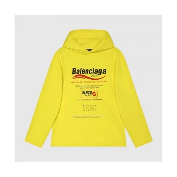 Balenciaga Mm/Wm Logo Cotton Hoodie Yellow - 발렌시… - 1