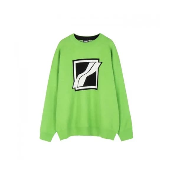 WELLDONE Mm/Wm Retro Logo Crew-neck Sweaters Gree… - 1