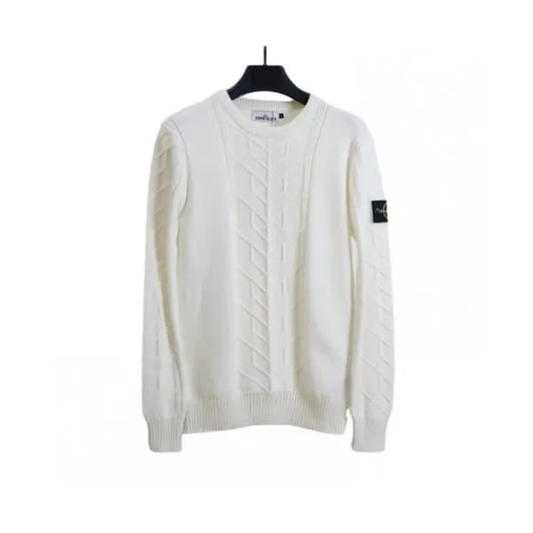Stone Island Mens Casual Crew-neck Sweaters White… - 1