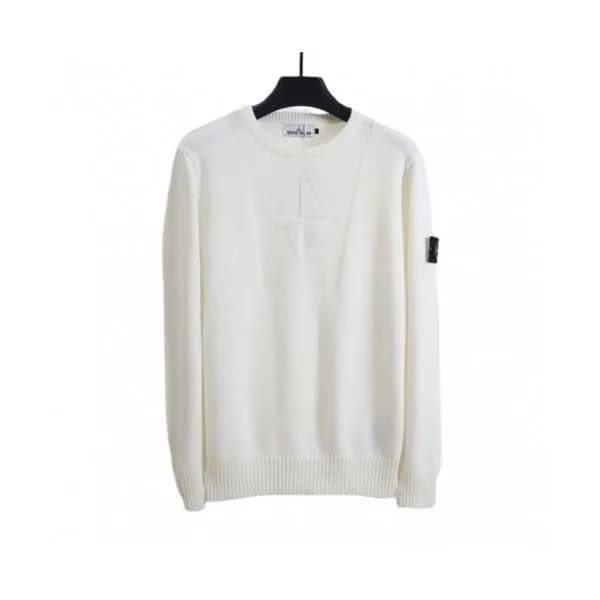 Stone Island Mens Casual Crew-neck Sweaters White… - 1