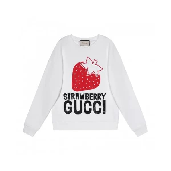 Gucci Unisex Logo Crew-neck Cotton Tshirts White … - 1
