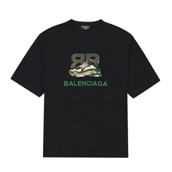 발렌시아가 남성 크루넥 블랙 반팔티 - Mens Black Tshirts - bal0139… - 1