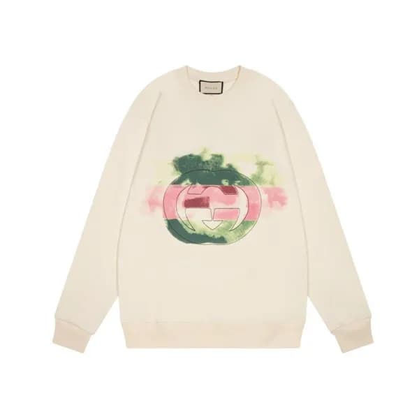 구찌 남/녀 캐쥬얼 아이보리 맨투맨 - Unisex Ivory Tshirts - Guc05… - 1