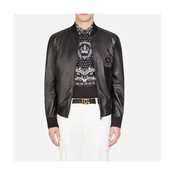 돌체앤가바나 남성 블랙 가죽 자켓 - Dolce&Gabbana Mens Black Jack… - 1