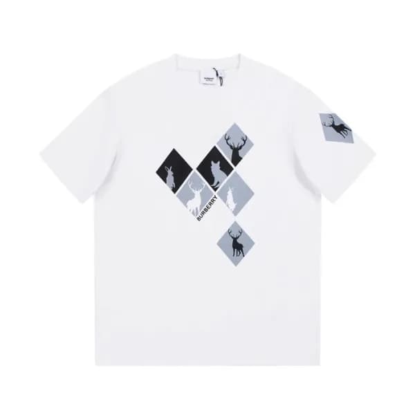 버버리 남성 화이트 크루넥 반팔티 - Burberry Mens White Tshirts -… - 1