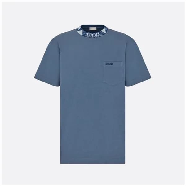 디올 남성 블루 크루넥 반팔티 - Dior Mens Blue Short sleeved Ts… - 1
