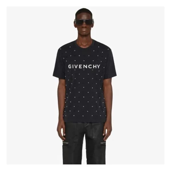 지방시 남성 크루넥 블랙 반팔티 - Givenchy Mens Black Short Slee… - 1
