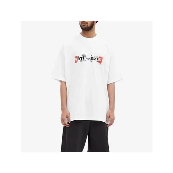 베트멍 남/녀 트렌디 화이트 반팔티 - Vetements Unisex White Tshir… - 1