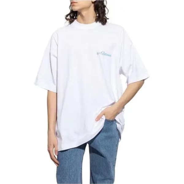베트멍 남/녀 트렌디 화이트 반팔티 - Vetements Unisex White Tshir… - 1